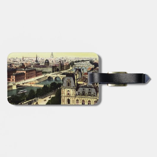 Vintage Turm-Szene Paris Eiffel Gepäckanhänger (Rückseite horizontal)
