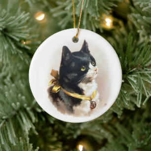 Vintage-Tuxedo-Katze-Kunst von H. Maguire • Schmuc Keramik Ornament