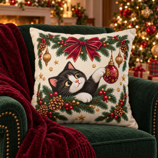 Vintage-Tuxedo-Katze-Weihnachts-Kissen Kissen