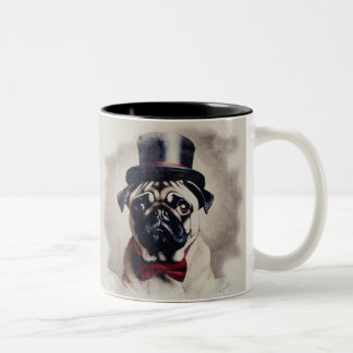Vintage-Tuxedo-Mops-Mug Zweifarbige Tasse