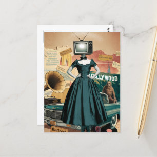 Vintage TV-Frau Postkarte