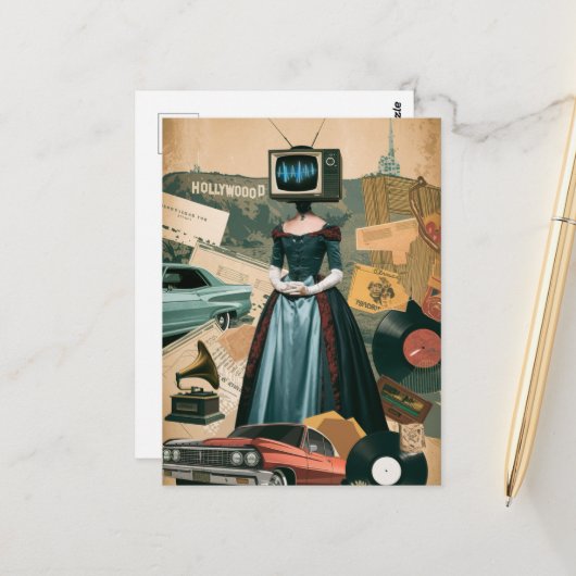 Vintage TV-Frau Postkarte (Vorderseite/Rückseite Beispiel)