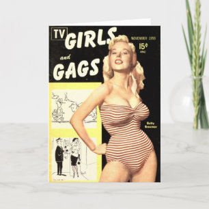 Vintage "TV-Girls and Gags"-Note-Karte Dankeskarte