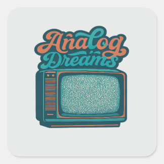 📺Vintage TV Retro Art – "Analog Dreams" Graphic Quadratischer Aufkleber