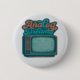 📺Vintage-TV Retro-Art – "Analoge Träume" Grafik Button