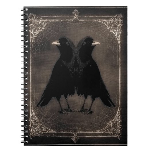 Vintage Twin Crows Notizblock (Vorderseite)