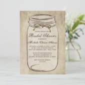 Vintage Twine Mason Jar Bridal Dusche Einladung (Stehend Vorderseite)