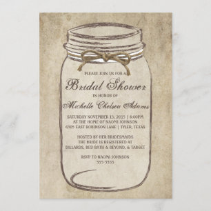Vintage Twine Mason Jar Bridal Dusche Einladung