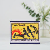 Vintage Two Crows Match Label Postkarte (Stehend Vorderseite)