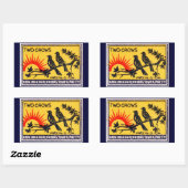 Vintage Two Crows Match Label Rechteckiger Aufkleber (Blatt)