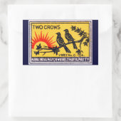 Vintage Two Crows Match Label Rechteckiger Aufkleber (Tasche)
