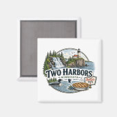 Vintage Two Harbors Minnesota Nordküste Magnet (Vorderseite/Rückseite)