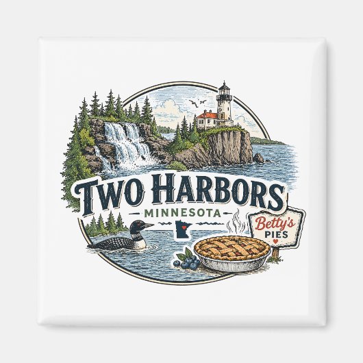 Vintage Two Harbors Minnesota Nordküste Magnet (Vorne)