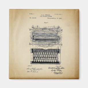 Vintage Typewriter Patent Magnet