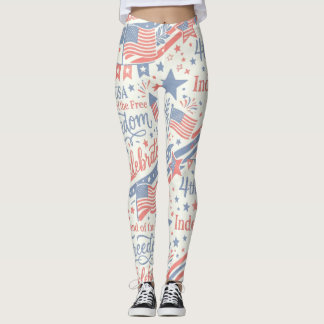 Vintage-Typografie 4. Juli Freiheits-Leggings Leggings