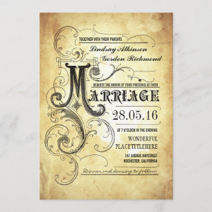 Vintage Typografie, alte Hochzeitseinladungen Einladung
