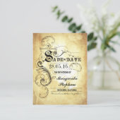 Vintage Typografie, alte Save the Date Postkarten (Stehend Vorderseite)