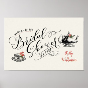 Vintage-Typografie Braut-Shower-Teeparty Poster