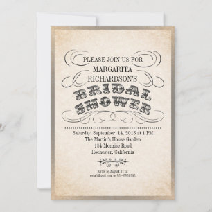 Vintage Typografie Brautduscheinladungen Einladung