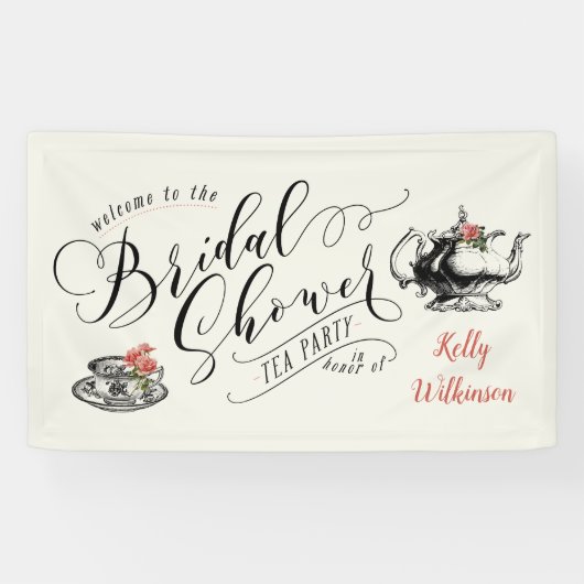 Vintage Typografie Brautparty Tee Party Banner (Horizontal)