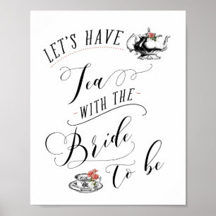 Vintage Typografie Brautparty Tee Party Zeichen Poster