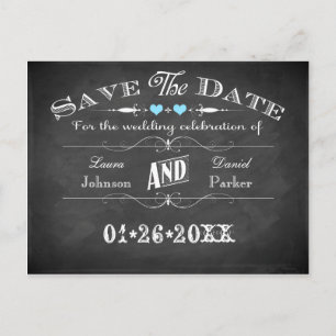 Vintage Typografie-Chalkboard-Save the Date-Karte Ankündigungspostkarte