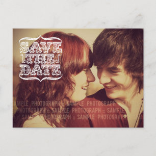 Vintage Typografie Foto Save the Date Postkarte