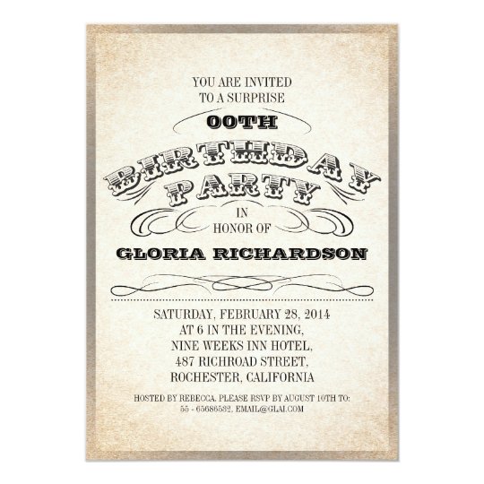 VINTAGE TYPOGRAFIE-GEBURTSTAGS-PARTY EINLADUNGEN