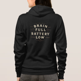 Vintage-Typografie: Gehirn voll, Batterie schwach Hoodie