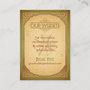 Vintage-Typografie Goldgrüne Kompass-Website-Karte Begleitkarte