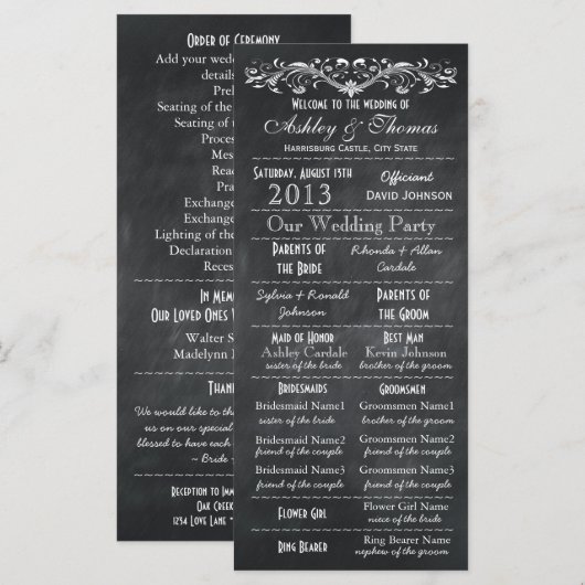 Vintage Typografie-Hochzeitsprogramme Programm (Vorne/Hinten)