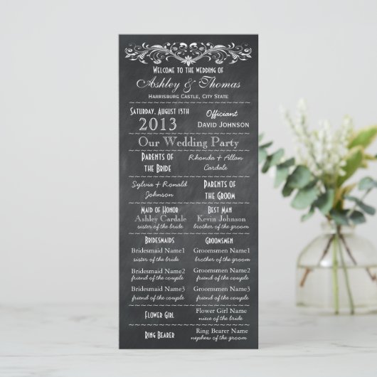 Vintage Typografie-Hochzeitsprogramme Programm (Stehend Vorderseite)