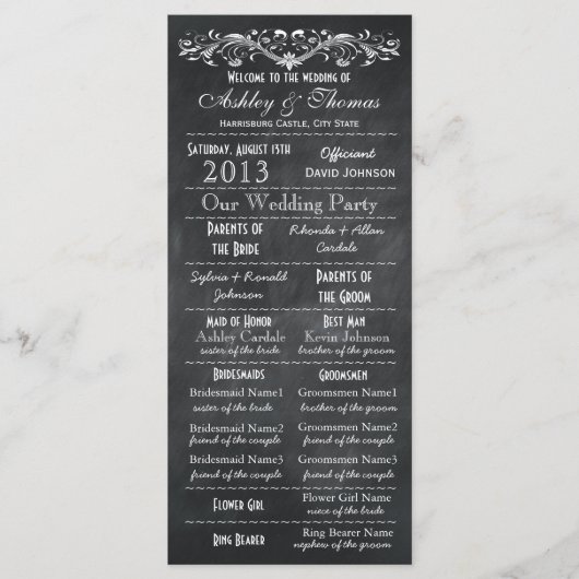 Vintage Typografie-Hochzeitsprogramme Programm (Vorderseite)