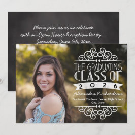 Vintage Typografie-Klasse des Foto-Abschlusses 202 Einladung