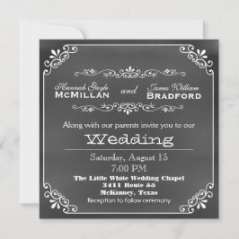 Vintage Typografie-Kreide-Brett-Blick-Hochzeit Einladung