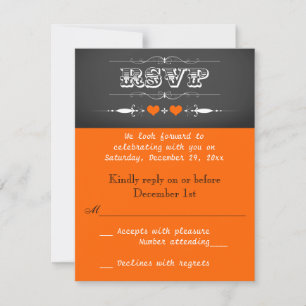 Vintage-Typografie Kreidetafel Hochzeit RSVP Orang Karte