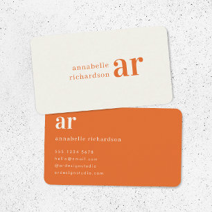 Vintage Typografie Monogram Retro Orange Stilvoll Visitenkarte