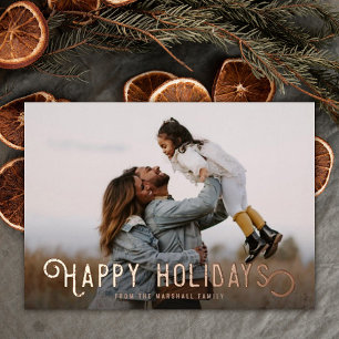 Vintage Typografie Orange Happy Holidays Foto Folien Feiertagskarte