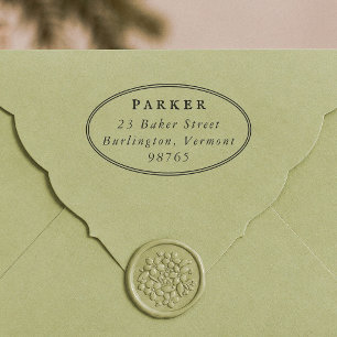 Vintage-Typografie-Ovalrahmen-Rücksendeadresse Permastempel