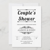 Vintage Typografie-Paare duschen Einladung (Vorderseite)