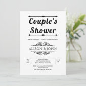 Vintage Typografie-Paare duschen Einladung (Stehend Vorderseite)