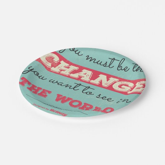 Vintage Typografie Pappteller (Schrägansicht)