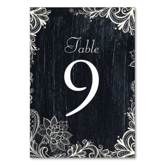 Vintage Typografie rustikale Hochzeitskalkpappe Tischnummer (Rückseite)