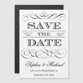 Vintage Typografie Save the Date Hochzeit Magneteinladung