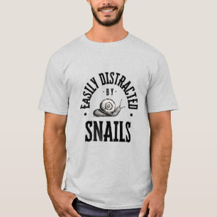 Vintage Typografie-Schnecke aus Beige und Schwarz T-Shirt