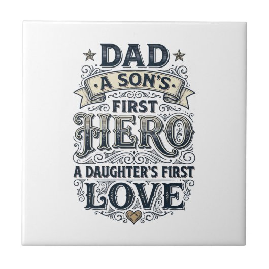 Vintage-Typografie-Shirt Papa Sohn Held Tochter Li Fliese (Vorderseite)