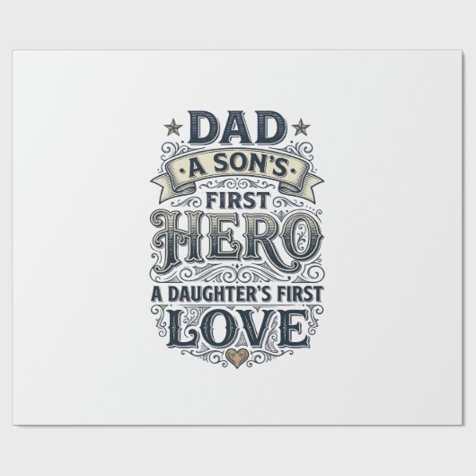 Vintage-Typografie-Shirt Papa Sohn Held Tochter Li Geschenkpapier (Flach)