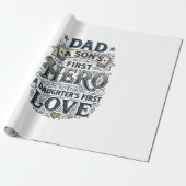 Vintage-Typografie-Shirt Papa Sohn Held Tochter Li Geschenkpapier (Ungerollt)