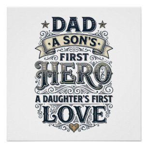 Vintage-Typografie-Shirt Papa Sohn Held Tochter Li Poster