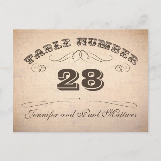 Vintage Typografie-Tischnummern Postkarte (Vorderseite)